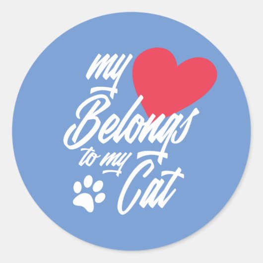 私のハートは私の猫バレンタイン |ステッカー ラウンドシール (正面)