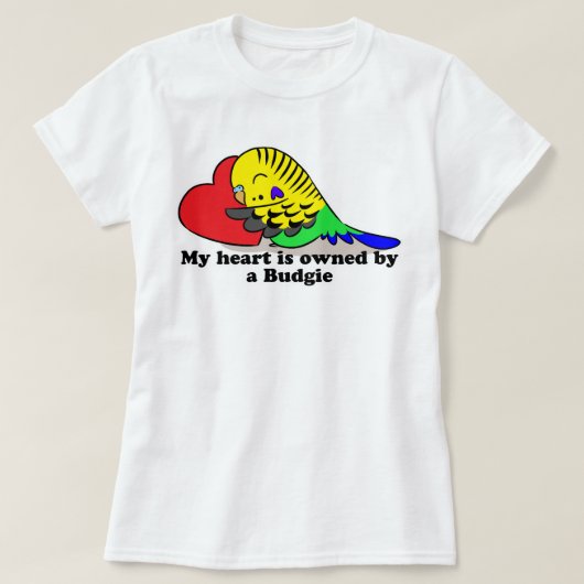 私のハートは緑のbudgieに属します tシャツ (デザイン正面)