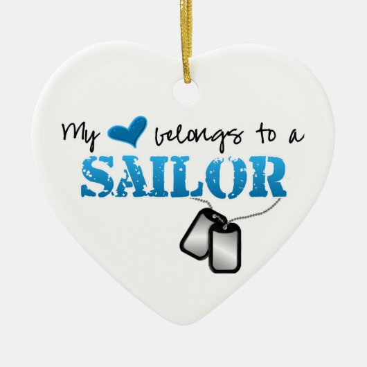 私のハートは船員に属します セラミックオーナメント (正面)
