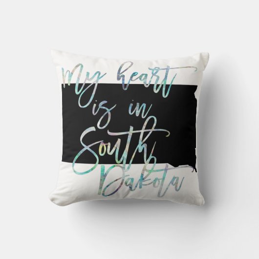 私のハートは虹色サウスダコタの国家SDにあります クッション (正面)
