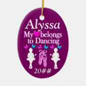 私のハートは踊りパーソナライズされたオーナメント セラミックオーナメント (正面)