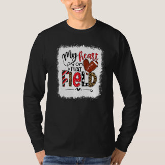 私のハートは、そのフィールドフットボールのママMo上に漂白 Tシャツ