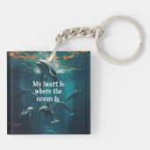 私のハートは、海がキーチェカスタムーンである キーホルダー (裏面)