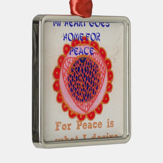 私のハートはPeace.pngのために家に帰る メタルオーナメント (右)