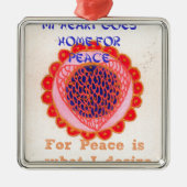 私のハートはPeace.pngのために家に帰る メタルオーナメント (正面)