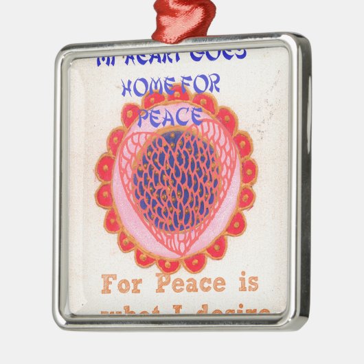 私のハートはPeace.pngのために家に帰る メタルオーナメント (左)