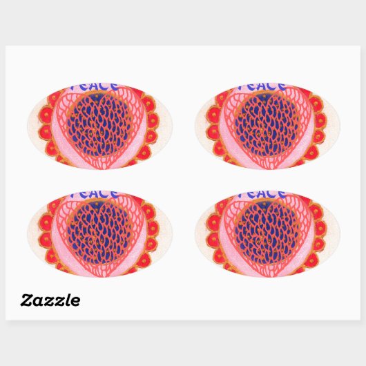 私のハートはPeace.pngのために家に帰る 楕円形シール (シート)