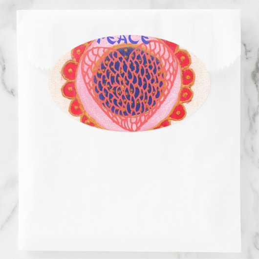 私のハートはPeace.pngのために家に帰る 楕円形シール (バッグ)