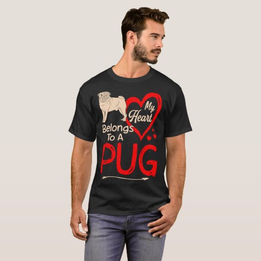 私のハートはPug Valentineのものだ Tシャツ (正面フル)