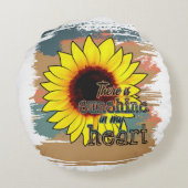 私のハートひまわり引用文 ラウンドクッション (裏面)
