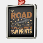 私のハートへの道を歩いてプリント犬の恋人 メタルオーナメント (左)