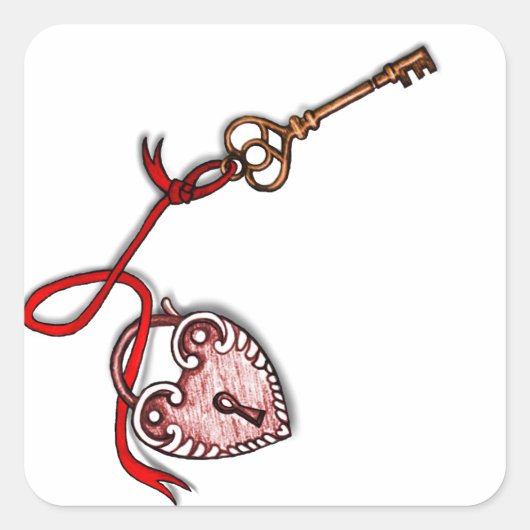 私のハートへの鍵～赤 スクエアシール (正面)