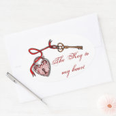 私のハートへの鍵～赤 楕円形シール (封筒)