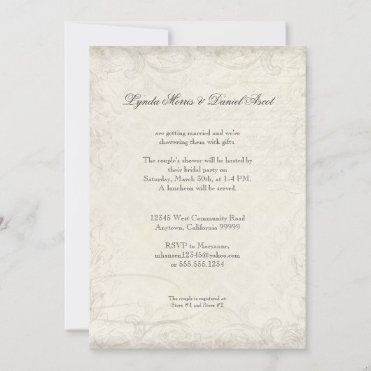 私のハートへの鍵、Doves Swirl Weddings招待状 招待状 (正面)