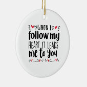 私のハートをカップル後を追アート セラミックオーナメント (右)