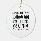 私のハートをカップル後を追アート セラミックオーナメント (左)