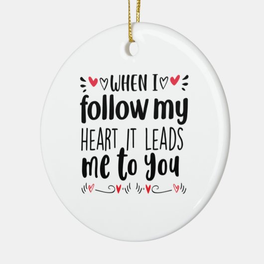 私のハートをカップル後を追アート セラミックオーナメント (左)
