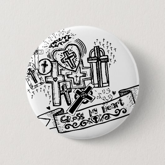 私のハートを交差させて下さい! ボタンの眼識 缶バッジ (正面)