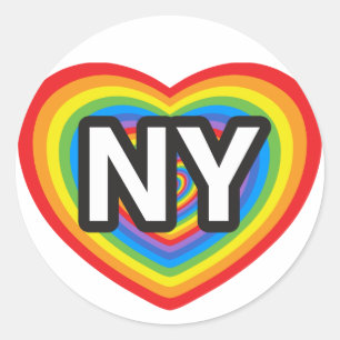 私のハートニューヨーク。私はニューヨークが大好きです。NYC虹 ラウンドシール