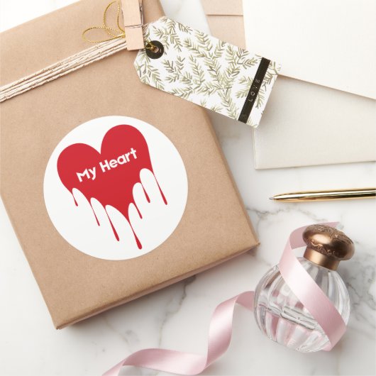 私のハートバレンタインデステッカーデザイン ラウンドシール (ギフト)