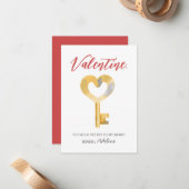 私のハートバレンタインデーへの鍵 ノートカード (正面/裏面インサイチュ)