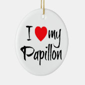 私のハートパピヨン犬 セラミックオーナメント (右)