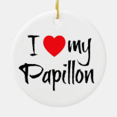 私のハートパピヨン犬 セラミックオーナメント (裏面)