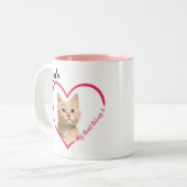 私のハートパーソナライズされたは猫の写真で ツートーンマグカップ (正面左)