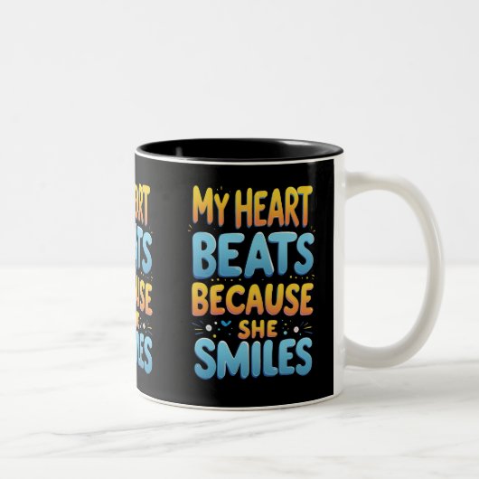 私のハートビートの彼女のための祝 – 愛のスタイル ツートーンマグカップ (右)