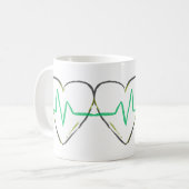 私のハートビートは緑 コーヒーマグカップ (正面左)