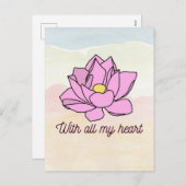 私のハートピンクの蓮の花で シーズンポストカード (正面/裏面)