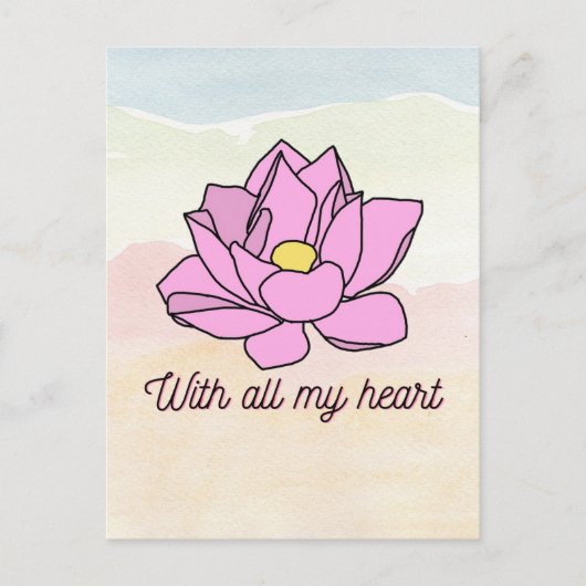 私のハートピンクの蓮の花で シーズンポストカード (正面)