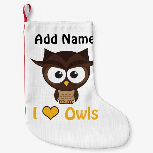 私のハートフクロウ スモールクリスマスストッキング (正面)