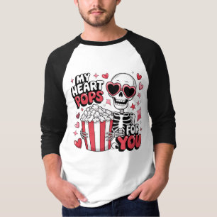 私のハートポップのためにあなたスケルトンバレンタインデー Tシャツ