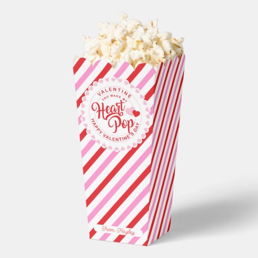 私のハートポップ・アートのをピンクと赤にストライプする フェイバーボックス (はじけた状態)