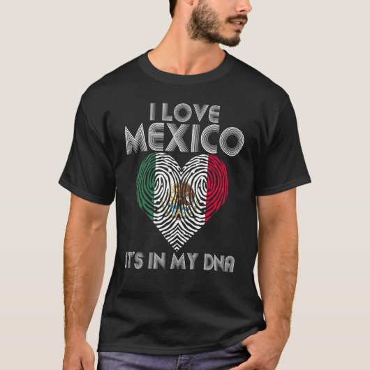 私のハートメキシコ私のDnaメキシコのフラグでMが大好き Tシャツ (正面)
