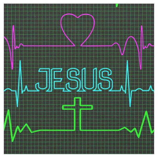 私のハートリズム心電図医師のイエス ファブリック (クローズアップ)