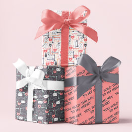 私のハート包装鍵シートに紙 ラッピングペーパーシート