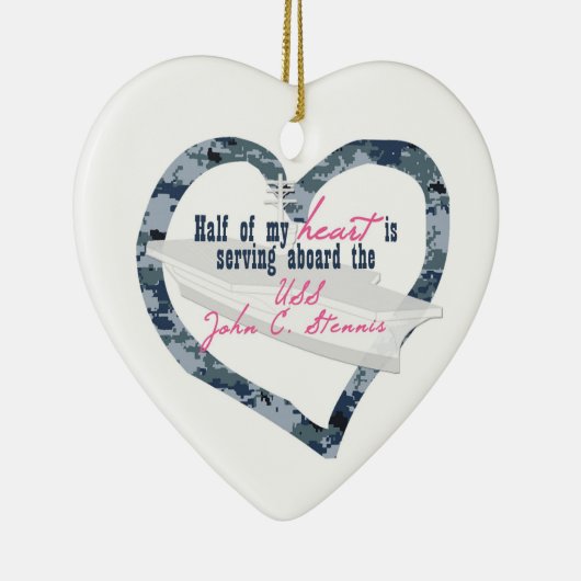 私のハート半分はStennisで役立っています セラミックオーナメント (右)