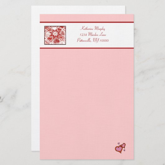 '私のハート'文房具 便箋 (正面/裏面)