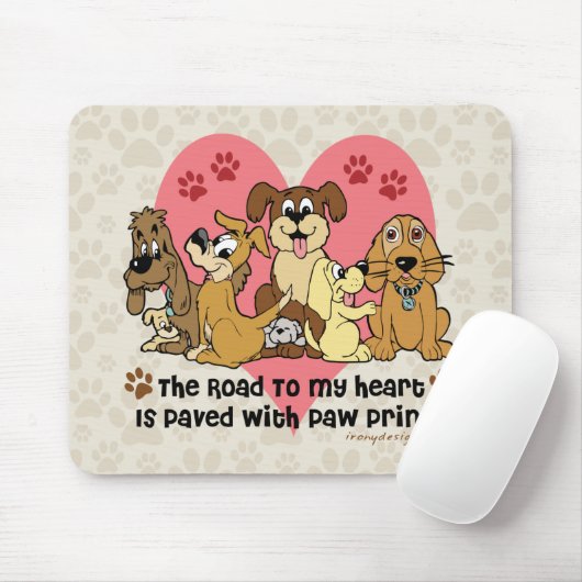 私のハート犬の足跡への道 マウスパッド (マウス)