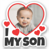 私のハート私の息子のパーソナライズされた写真のビニールカット シール (正面)