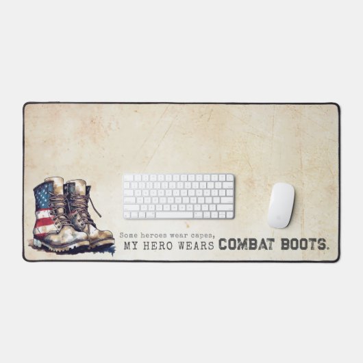 私のハート素朴は戦闘靴を着用軍隊ママ デスクマット (キーボード&マウス)