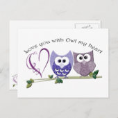 私のハート、かわいいフクロウの芸術であなたを愛する ポストカード (正面/裏面)