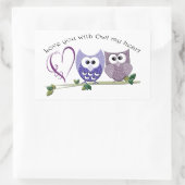 私のハート、かわいいフクロウの芸術であなたを愛する 長方形シール (バッグ)