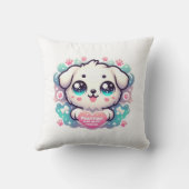 私のハート、永遠のかわいい子犬に足跡 クッション (裏面)