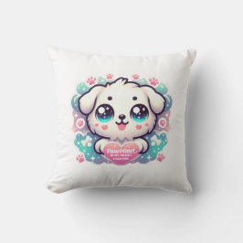 私のハート、永遠のかわいい子犬に足跡 クッション