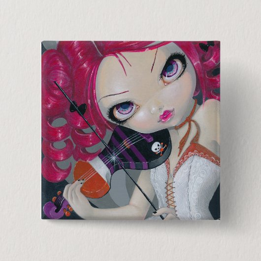私のバイオリンボタンPinに接吻して下さい 缶バッジ (正面)