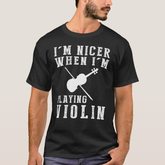 私のバイオリンT遊型が優おもしろいしい Tシャツ (正面)