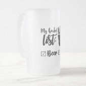 私のバケットリスト曇りガラスのマグカップ フロストグラスビールジョッキ (正面左)